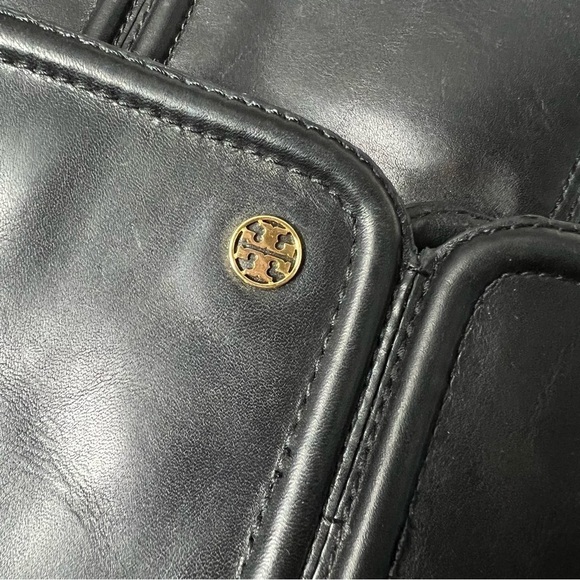 Tory Burch Black Irene Wedge Equestrian Leather Calf Boots/Booties - Picture 3 of 11